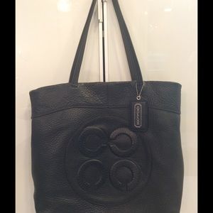 Navy blue Coach pebble leather tote.