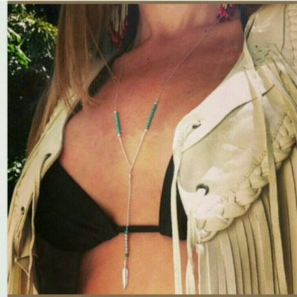 Boutique Jewelry - Long Feather Necklace