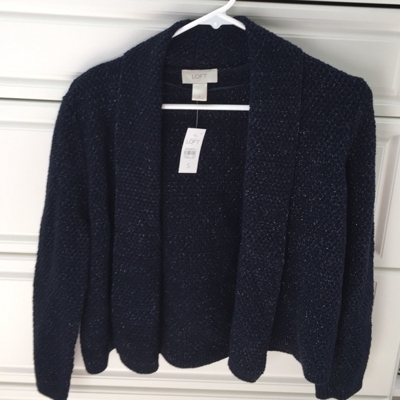 Cute sparkle! Navy cardi/jacket.