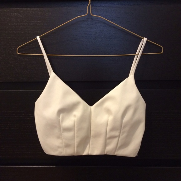 Cream White Faux Leather Crop Bralette
