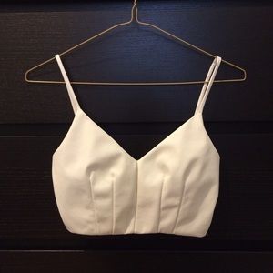 Cream White Faux Leather Crop Bralette