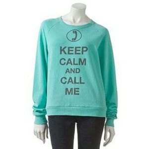 Aqua Keep Calm and Call Me Sweater Junior XL