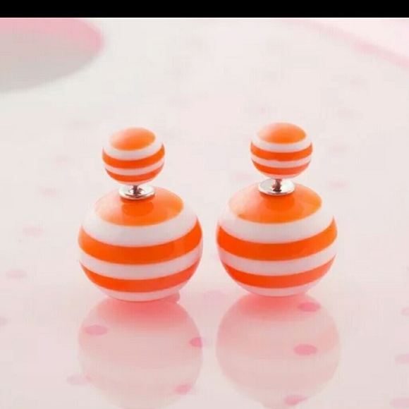 Orange Dreamsicle Double Pearl Earrings