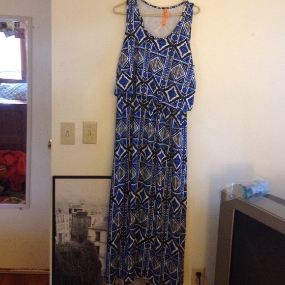 Blue and black maxi dress