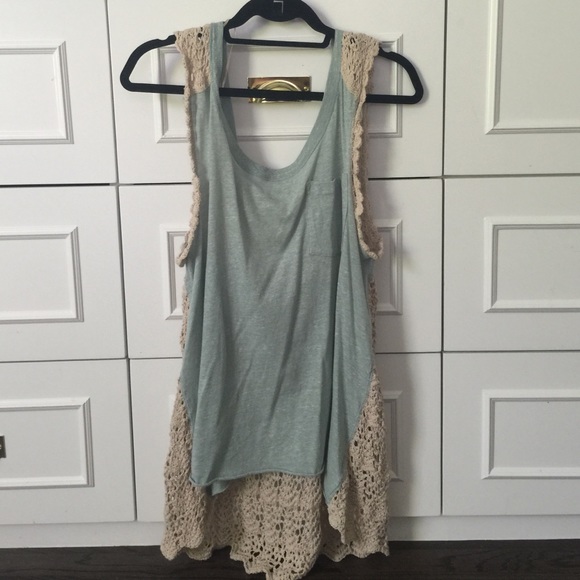 We the Free crochet back high-low tank.