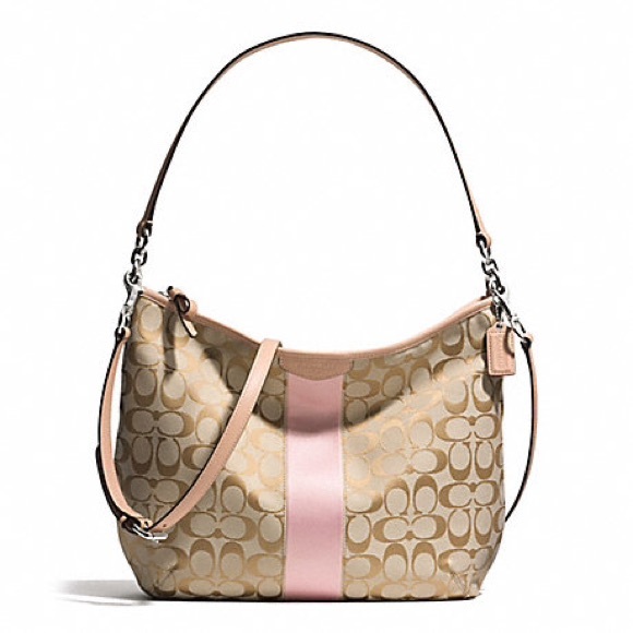 Coach Khaki & Light Pink Convertible Hobo - Picture 1 of 3