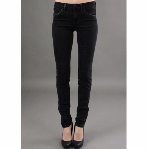 Joe's Jeans Black Skinny Jeans w/ Leather Accents