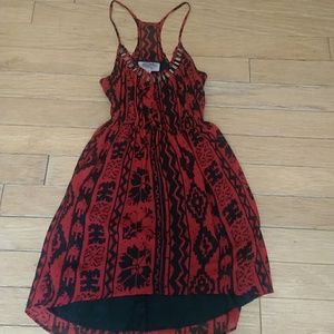 Like🆕 Red tribal gauzy t-back dress w/ pockets XS