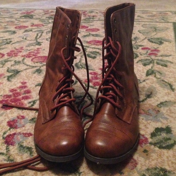 Brown leather boots