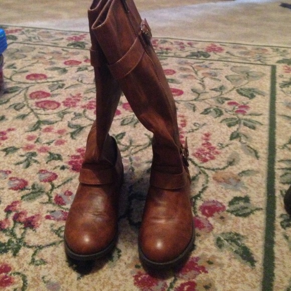 Brown leather boots