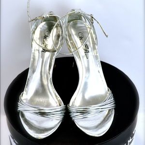 Strappy silver heel sandals