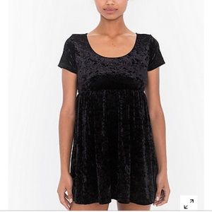 American Apparel Black Velvet Babydoll Dress
