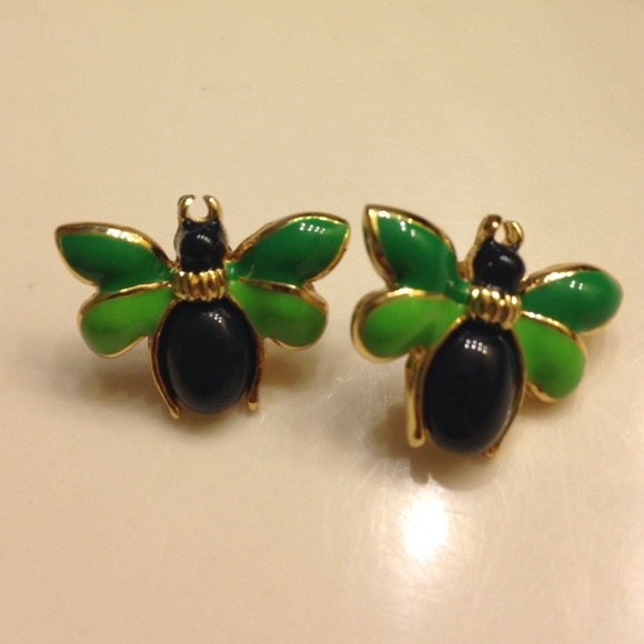 Lilly Pulitzer navy/green/gold earrings.