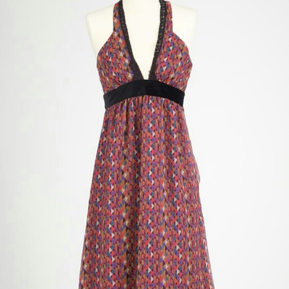 Corey Lynn Calter Geometric Pattern Halter Dress