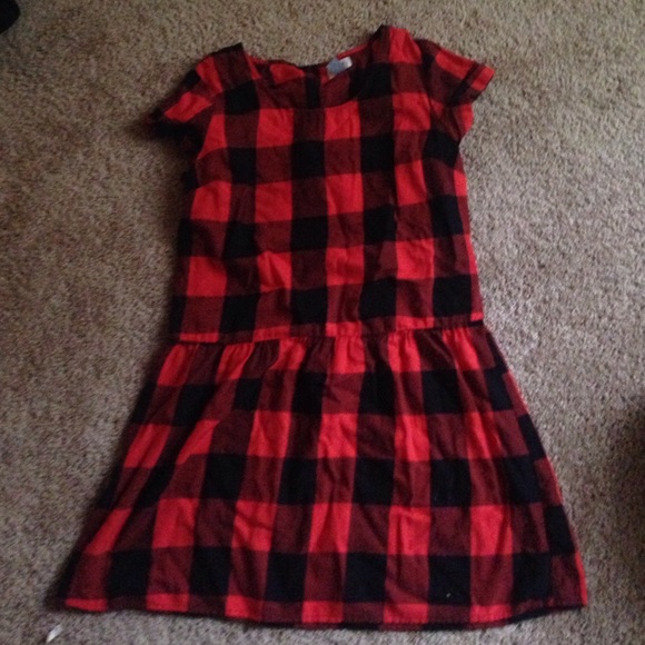 Checkered red and black dress w/ open back detail