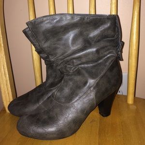Leather heel booties