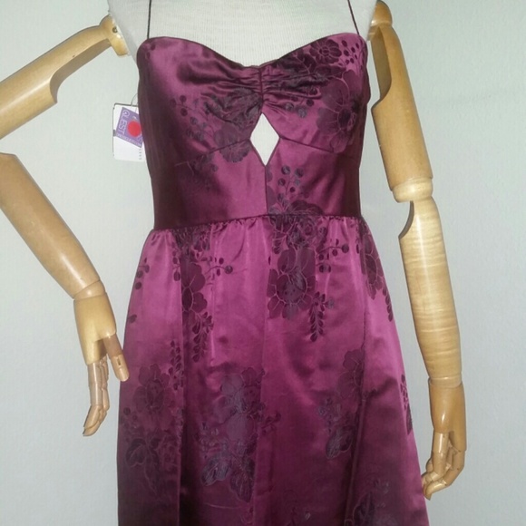 Vivienne Tam Keyhole Satin Magenta Bubble Dress