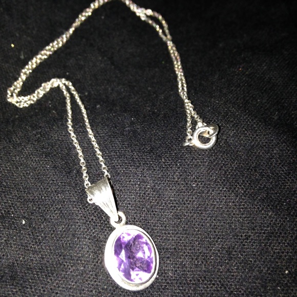 Sterling/amethyst  PENDANT  on 17" chain.