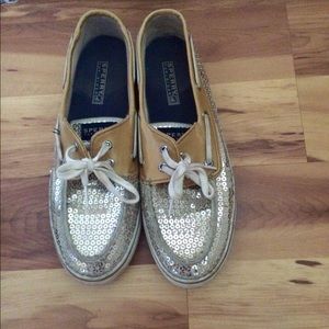 Gold sparkley sperry's