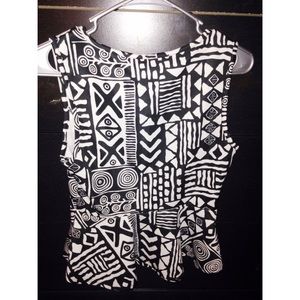 tribal black and white peplum top.
