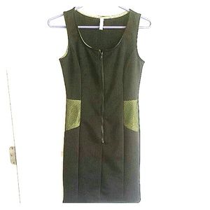 Xhilaration Black and Neon Green Body Fit Dress
