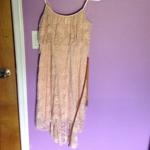 Light pink lace high low dress