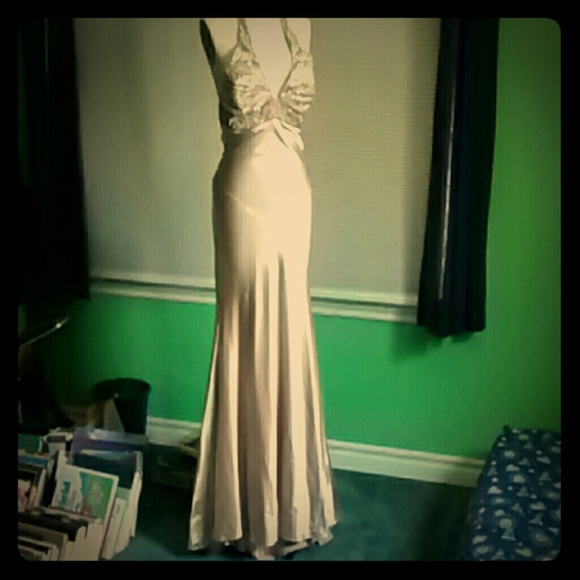 Old hollywood champagne satin gown