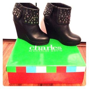 Charles David jeweled platform boots.