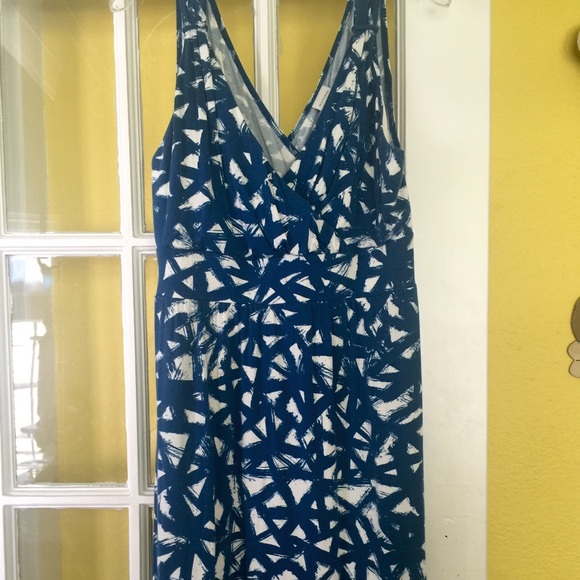 Blue and cream knit dress