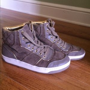 gold high top sneakers worn only a few times!!