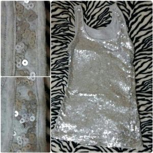 Silver Sequin Tank Top