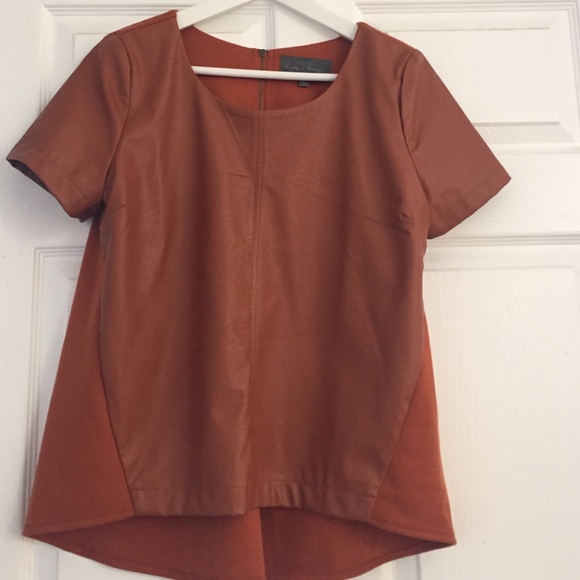 Sunday In Brooklyn faux leather front top