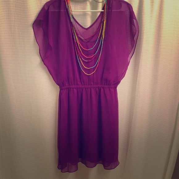 Express Chiffon Double V Neck Dress