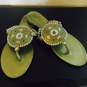 Jack Rogers Jelly Flip Flops, Olive Green - 10