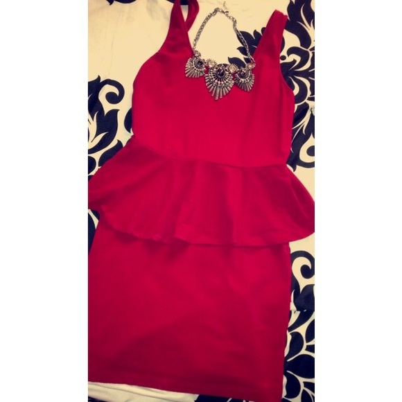 Red peplum dress