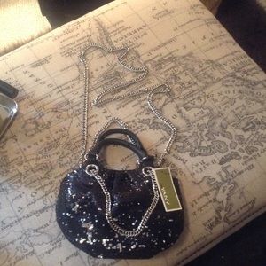 Black sequence hand bag