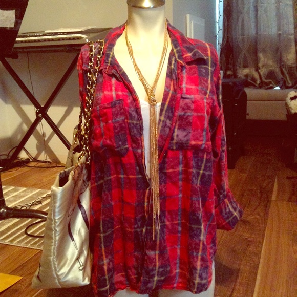 PUNK Flannel Red Bleach Splatter Shirt