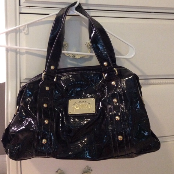Ralph Lauren black shiny leather purse