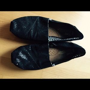TOMS espadrilles in sparkly black