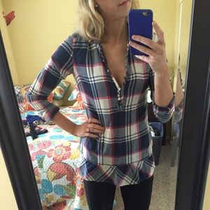 American Eagle plaid half button up shirt