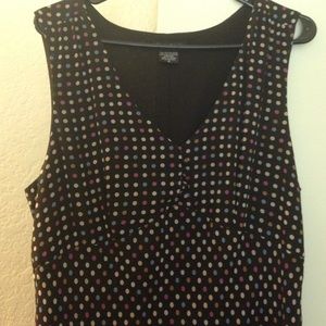 Black dress with pastel polka dots