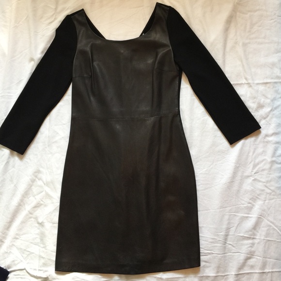 Diane vonFurstenburg black leather front dress