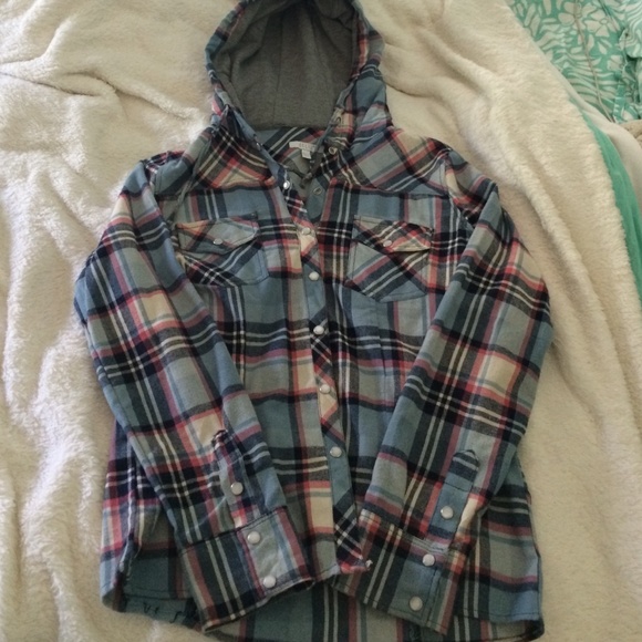Super cute flannel with hoodie