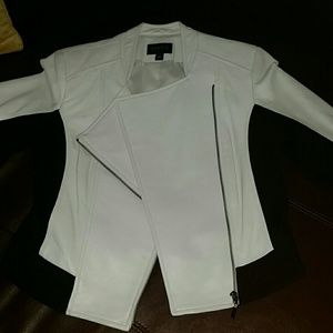 White leather bomber jacket