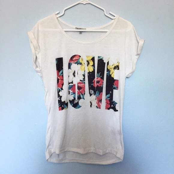 Charlotte Russe Floral Love T-Shirt - Picture 1 of 2