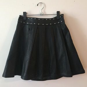 Black Pleather pleated skirt