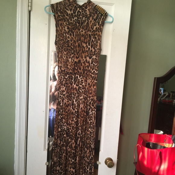 Leopard double slit dress