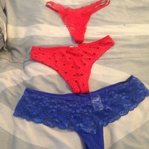 Lace and silk thongs