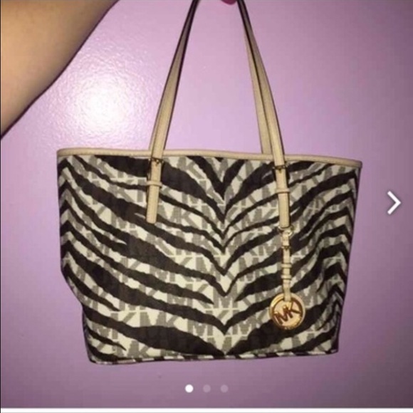 Zebra stripped Michael kors tote