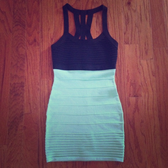 Black & Mint Bodycon Dress